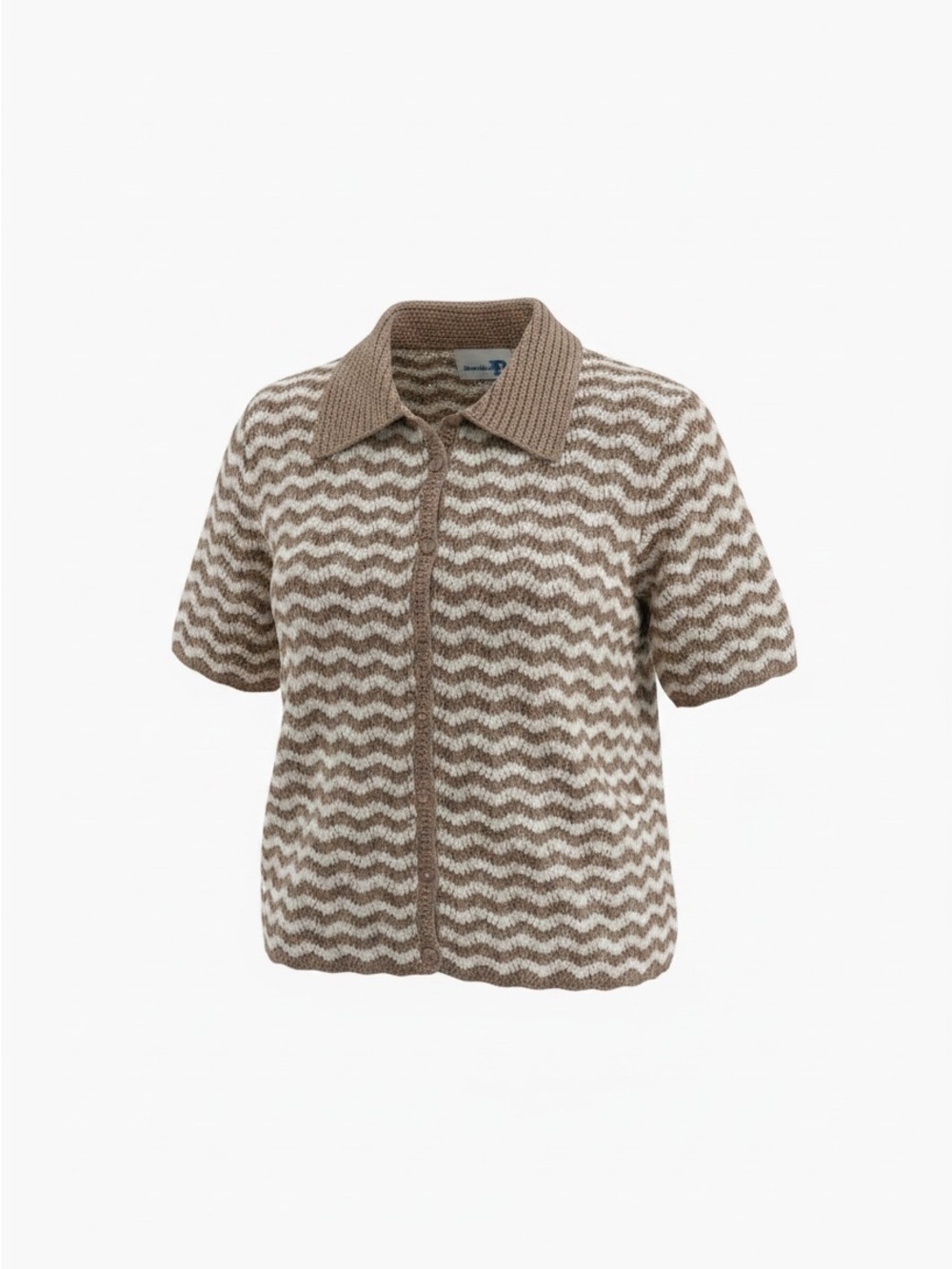 Vintage Short-Sleeve Collared Knit Brown & Cream sweater